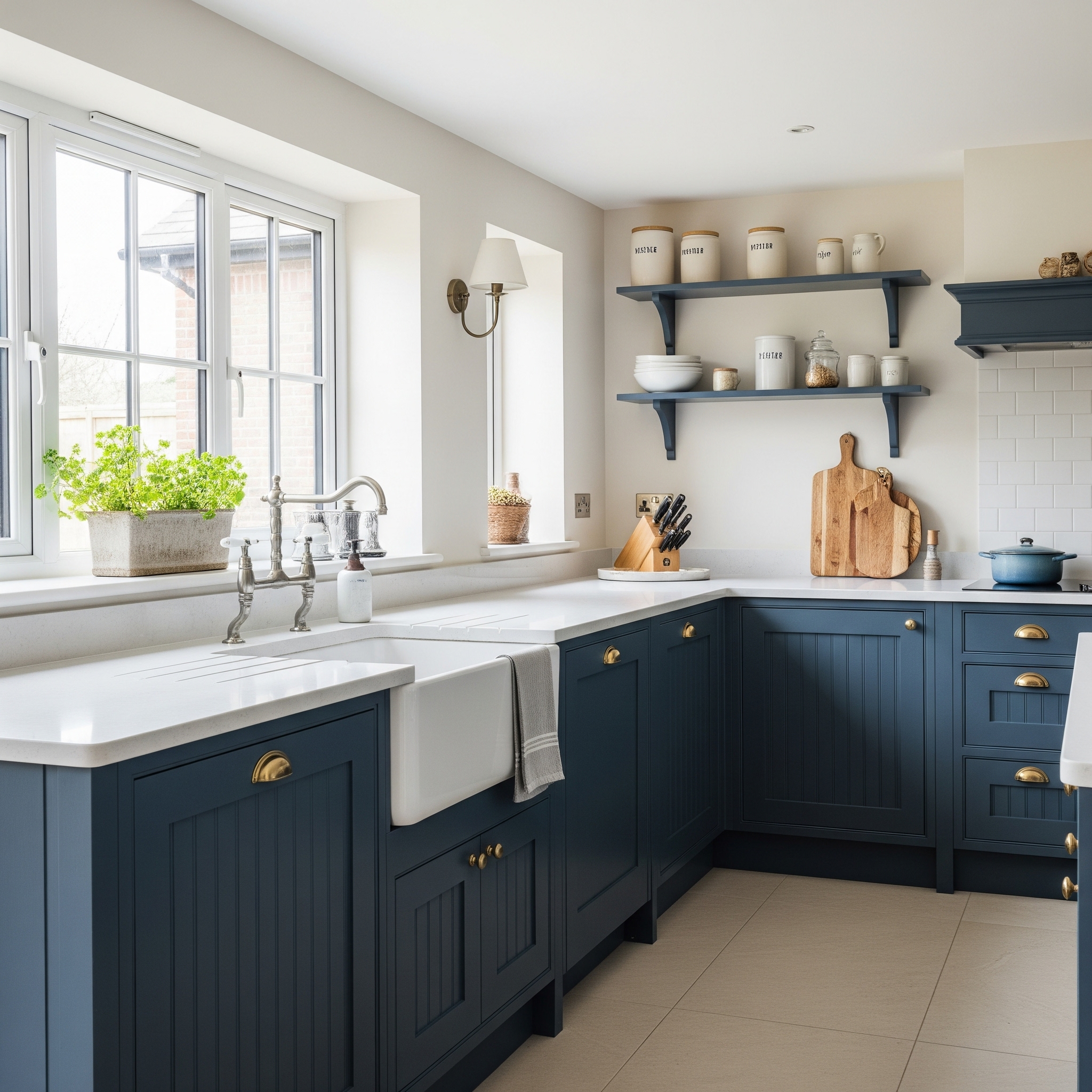 Farmhouse Blue with Gold Finishes